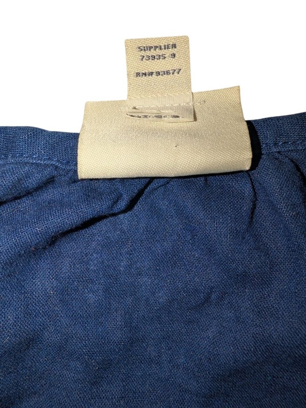 St. John's Bay Navy Blue Linen Cotton Blend Ruffle Button Down Blouse - Picture 6 of 6